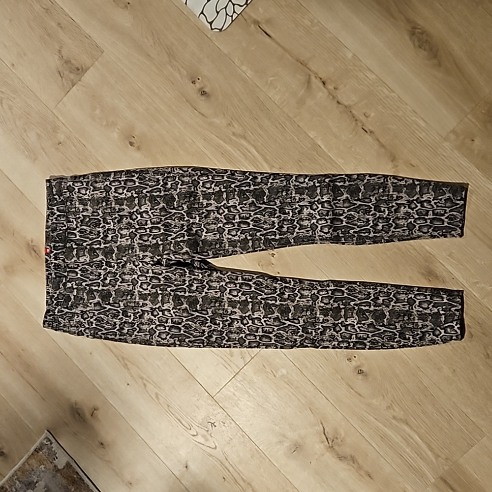Spanx Taupe Snake Print Jean Ankle Leggings Animal Print Women's Size Large - Picture 2 of 5
